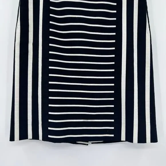 J Crew Pencil Skirt Black White Stripe Cotton Blend Office Classic Womens Sz 0P - Picture 5 of 12